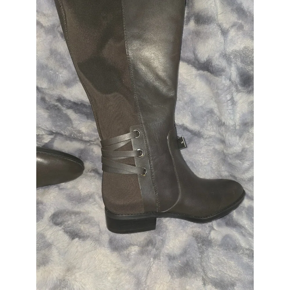 NWB Vince Camuto Pauletta Leather Over The Knee Wide Calf Boot Power Grey Size 8